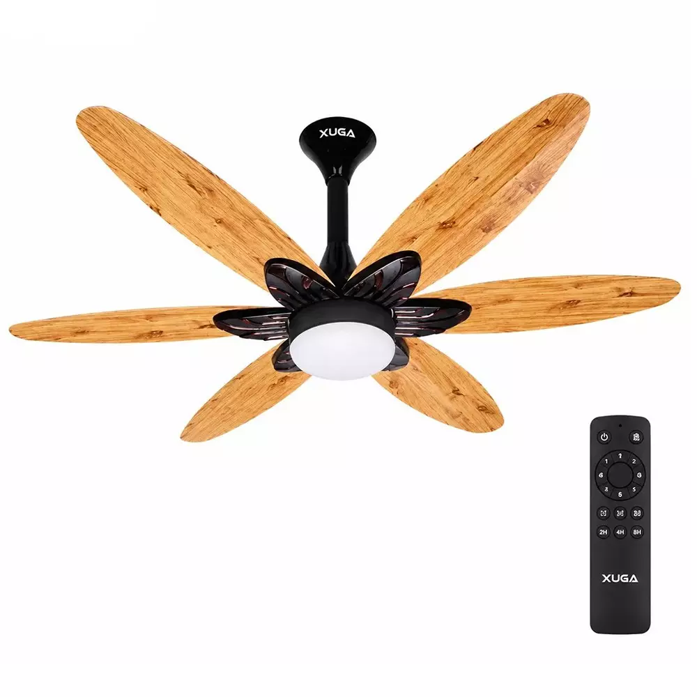 XUGA Ceiling Fan 210 CMM Air Flow BLDC Motor 6 Blades 320 RPM 1200 mm Sweep Size Wooden Color, Velor F11W