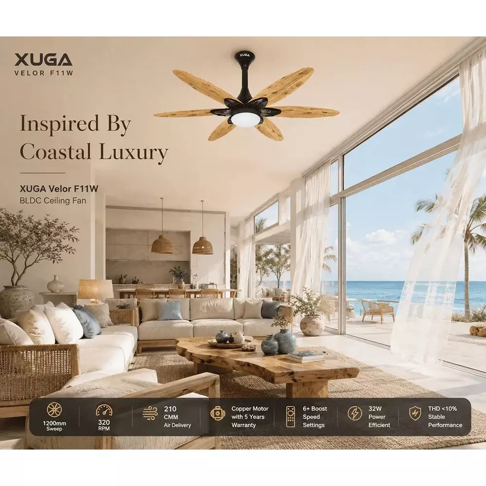 xuga-ceiling-fan-210-cmm-air-flow-bldc-motor-6-blades-320-rpm-1200-mm-sweep-size-wooden-color-velor-f11w