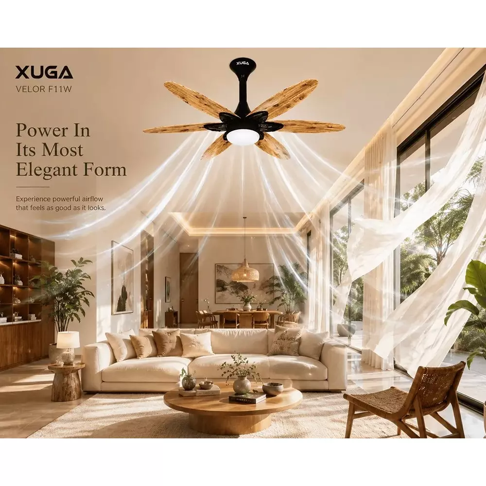 xuga-ceiling-fan-210-cmm-air-flow-bldc-motor-6-blades-320-rpm-1200-mm-sweep-size-wooden-color-velor-f11w