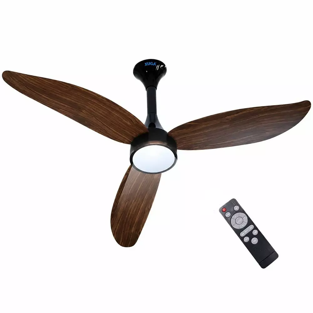XUGA Ceiling Fan 235 CMM Air Flow BLDC Motor 3 Blades 370 RPM 1200 mm Sweep Size Wooden Color, Ziora F9P
