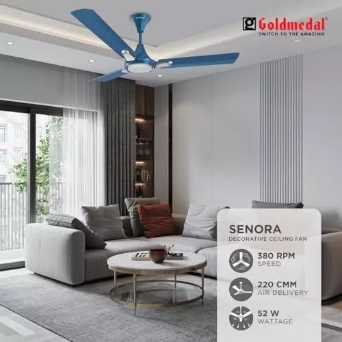 Goldmedal Senora Ceiling Fan Cobalt Silver 1200 mm, SCFP300948MQCSI