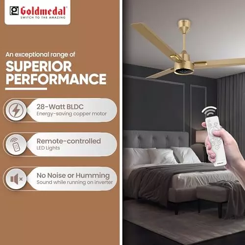 Goldmedal Opus Prime Ceiling Fan with Remote Control Golden Dune 1200 mm, SCFP301948GLGOD
