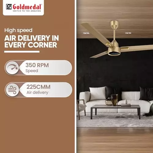 Goldmedal Opus Prime Ceiling Fan with Remote Control Golden Dune 1200 mm, SCFP301948GLGOD
