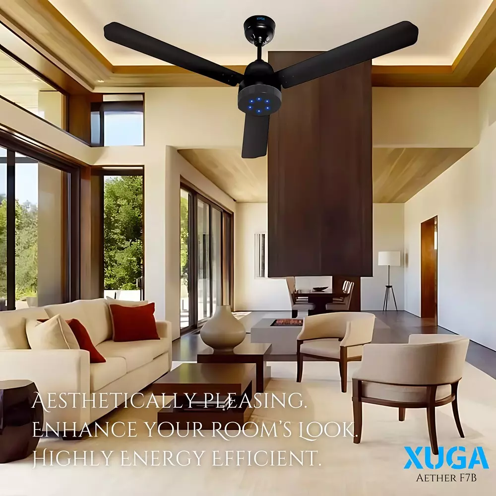 XUGA Aether F7B Premium Smart Ceiling Fan With Remote 380 RPM Speed 100% Copper Motor 28 W Smoke Brown