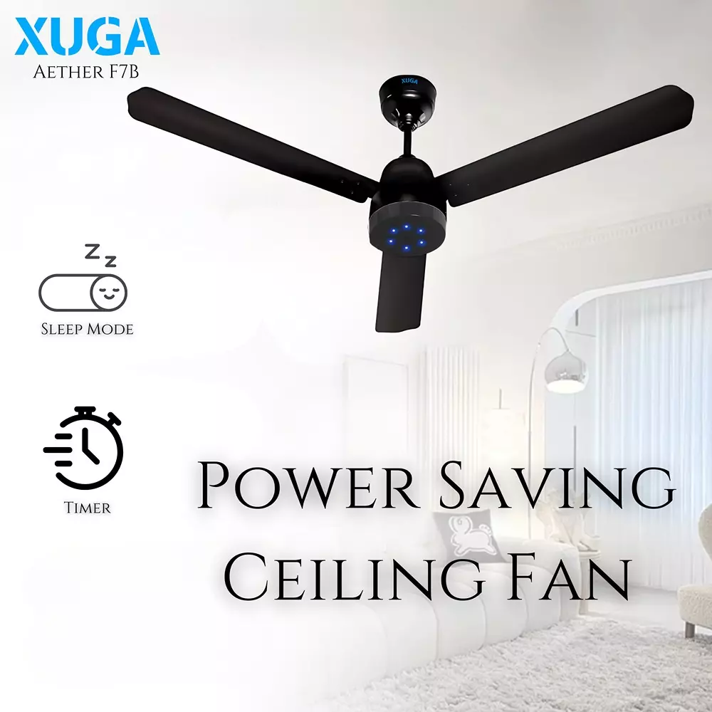 XUGA Aether F7B Premium Smart Ceiling Fan With Remote 380 RPM Speed 100% Copper Motor 28 W Smoke Brown