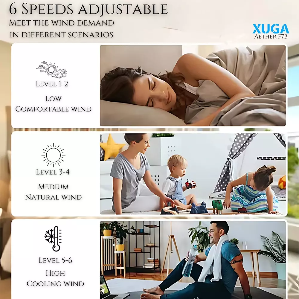 XUGA Aether F7B Premium Smart Ceiling Fan With Remote 380 RPM Speed 100% Copper Motor 28 W Smoke Brown