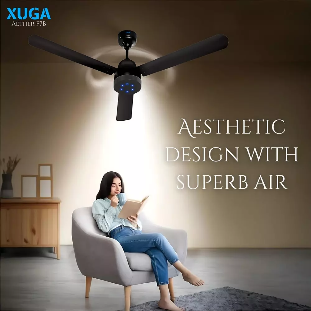 XUGA Aether F7B Premium Smart Ceiling Fan With Remote 380 RPM Speed 100% Copper Motor 28 W Smoke Brown