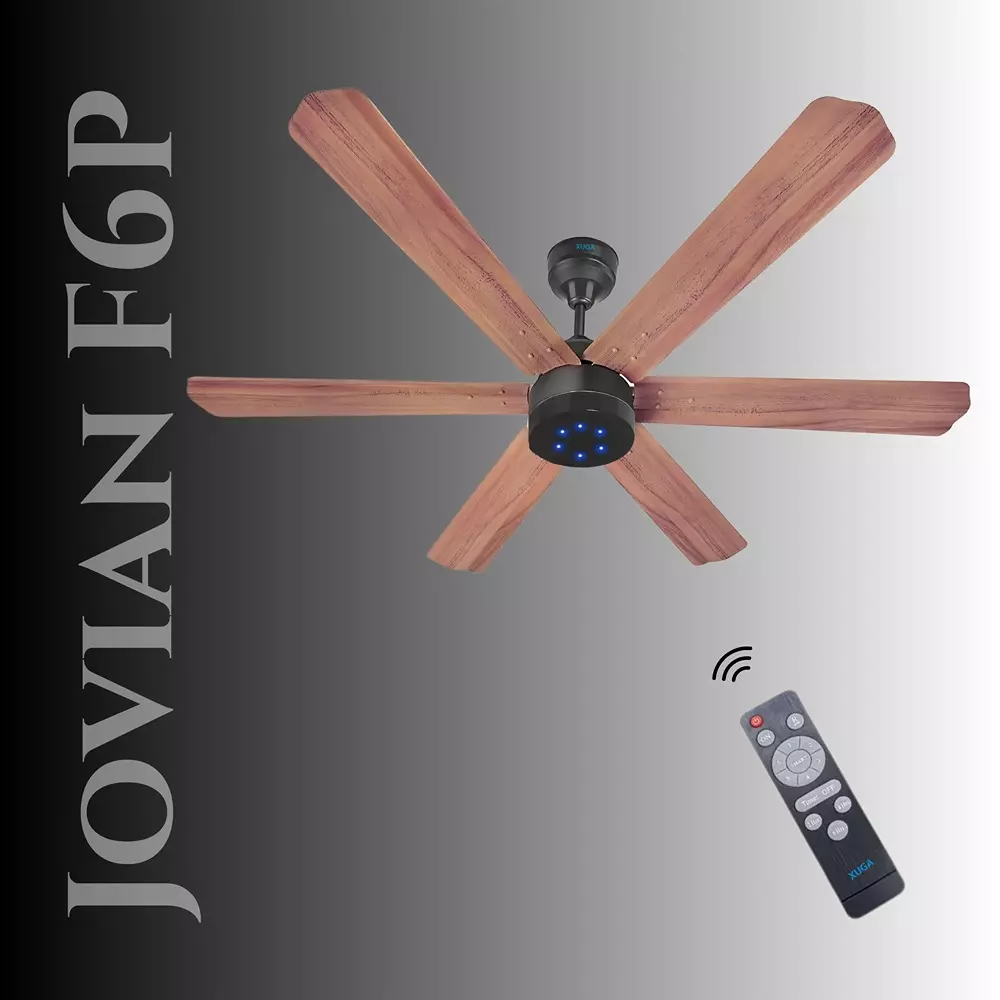 XUGA Jovian F6P Premium Smart Ceiling Fan With Remote 320 RPM Speed 100% Copper Motor 32 W Oakwood