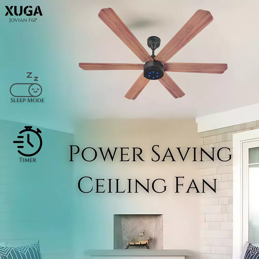 XUGA Jovian F6P Premium Smart Ceiling Fan With Remote 320 RPM Speed 100% Copper Motor 32 W Oakwood