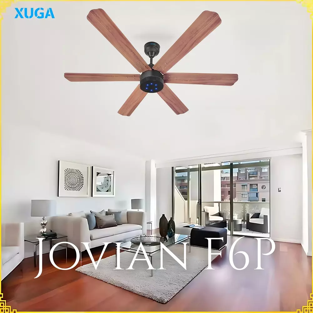 XUGA Jovian F6P Premium Smart Ceiling Fan With Remote 320 RPM Speed 100% Copper Motor 32 W Oakwood