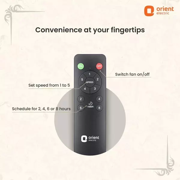 Orient Premium Subaris Ceiling Fan with Smart Remote Antique Brass Oakwood 1300 mm 67 W 5 Blades ‎250 RPM