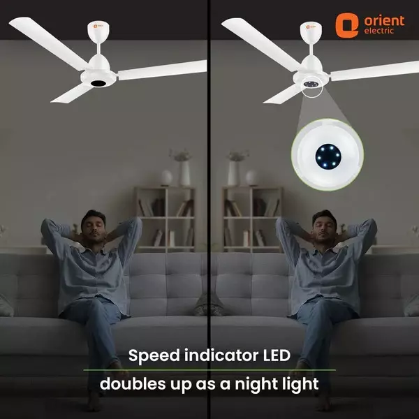 Orient BLDC Basic I-Falcon Ceiling Fan with Light & Remote White 1200 mm 32 W 3 Blades 350 RPM