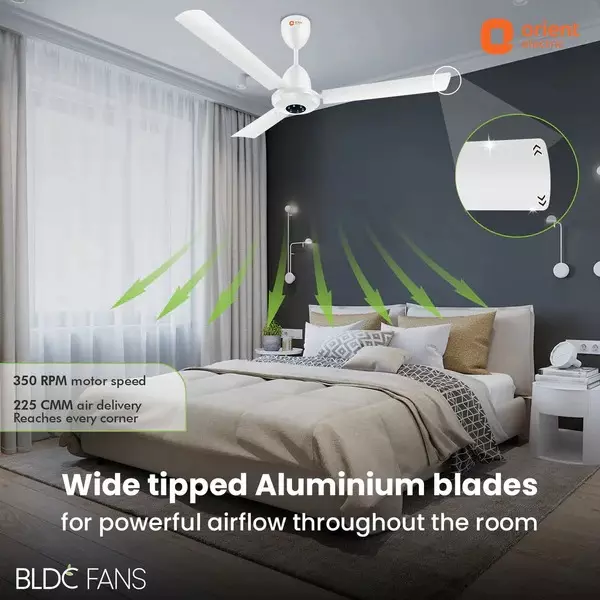 Orient BLDC Basic I-Falcon Ceiling Fan with Light & Remote White 1200 mm 32 W 3 Blades 350 RPM