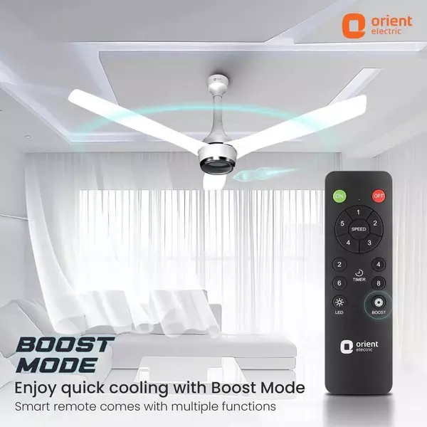 Orient BLDC Premium Aeon Antidust Ceiling Fan with Remote Pixel White 1200 mm 32 W 3 Blades 350 RPM