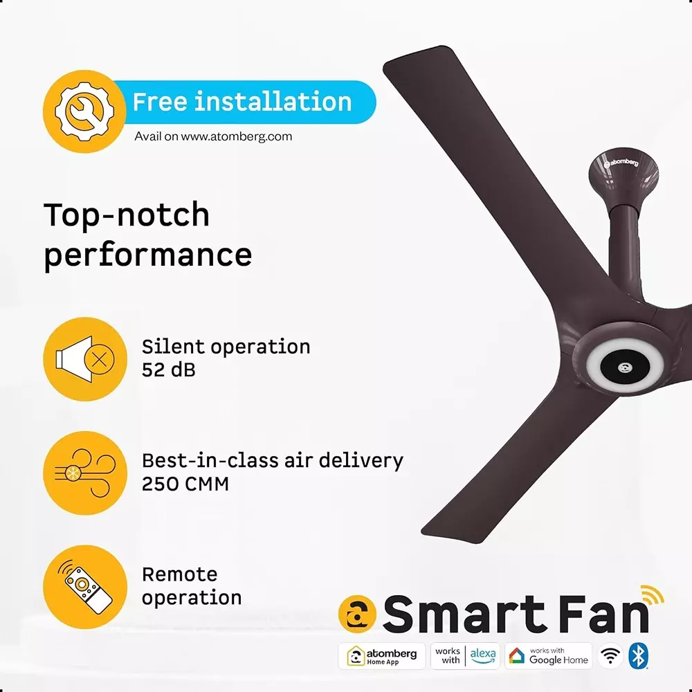 Atomberg Aris Starlight (All smart) Umber Brown 1200 mm Ceiling Fan with Remote