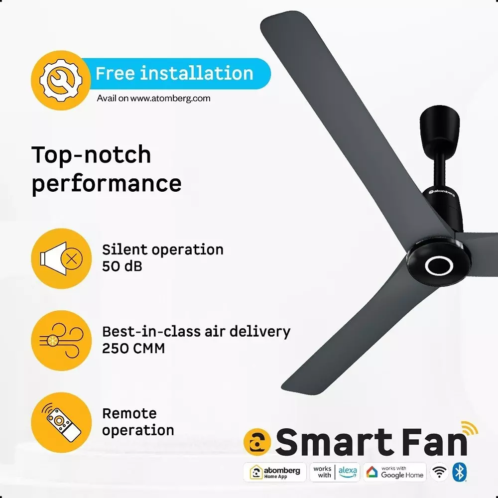 Atomberg Aris Contour (All Smart) Regent Grey 900 mm Ceiling Fan with Remote