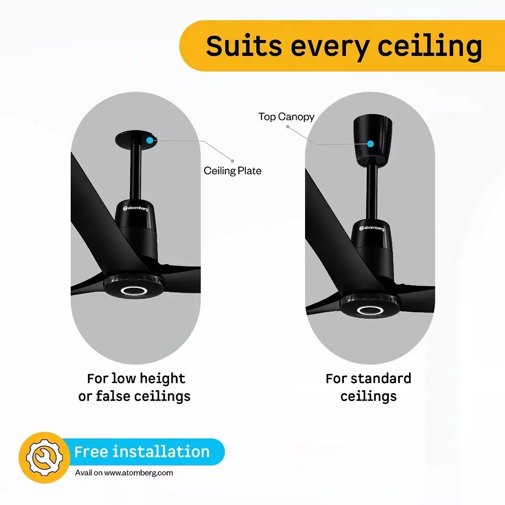 Atomberg Aris Contour (All Smart) Midnight Black 1200 mm Ceiling Fan with Remote