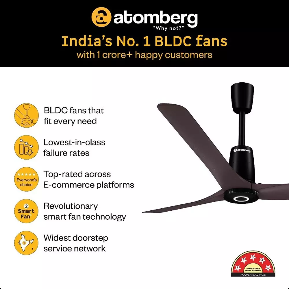 Atomberg Aris Contour (All Smart) Umber Brown 1200 mm Ceiling Fan with Remote