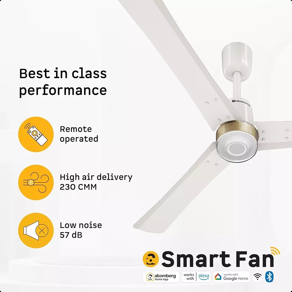 Atomberg Renesa Elite Smart Pearl White 900 mm Ceiling Fan with Remote