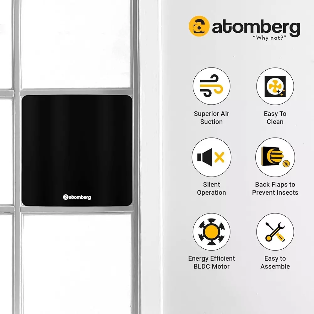Atomberg Studio Gloss Black 150 mm Exhaust Fan