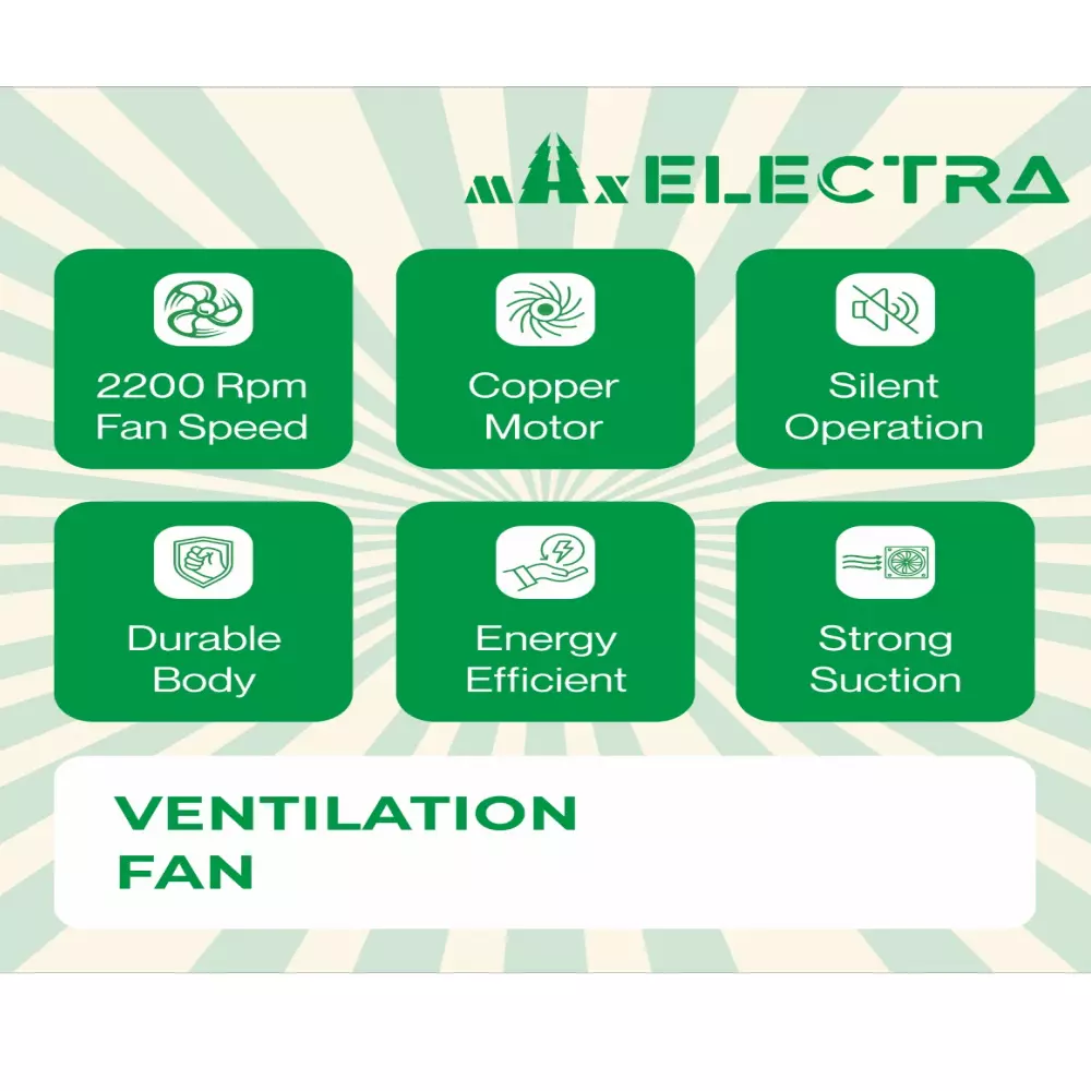 Max Electra Ventilation Fan 150 mm Black, MEVF-150