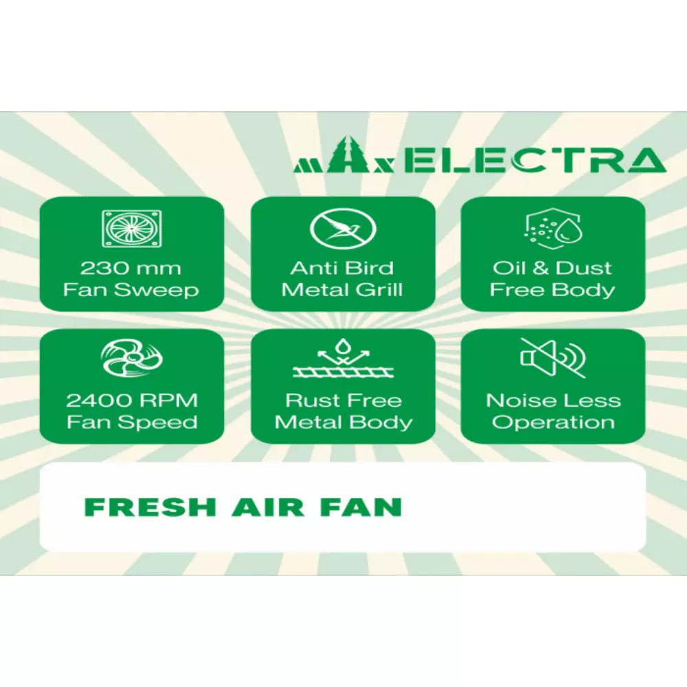 Max Electra Fresh Air Fan 230 mm Black, MEFA-230