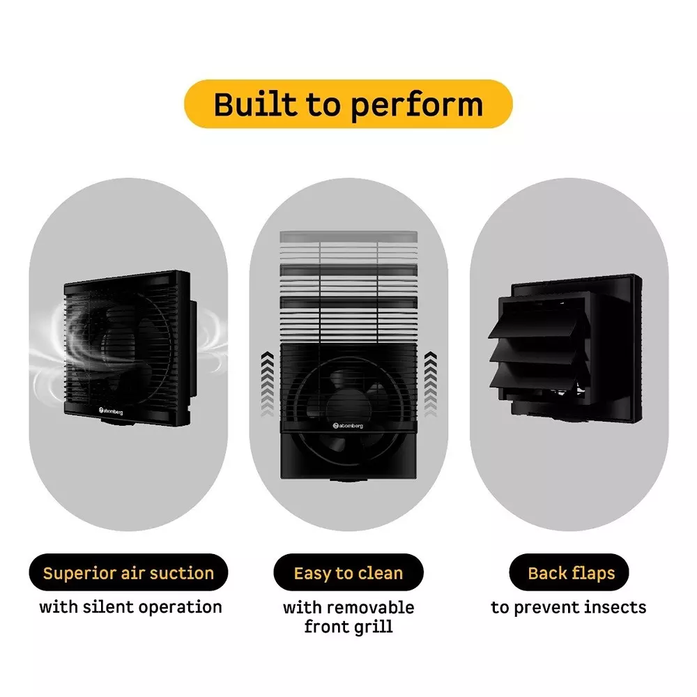 Atomberg Efficio Gloss Black 200 mm Exhaust Fan