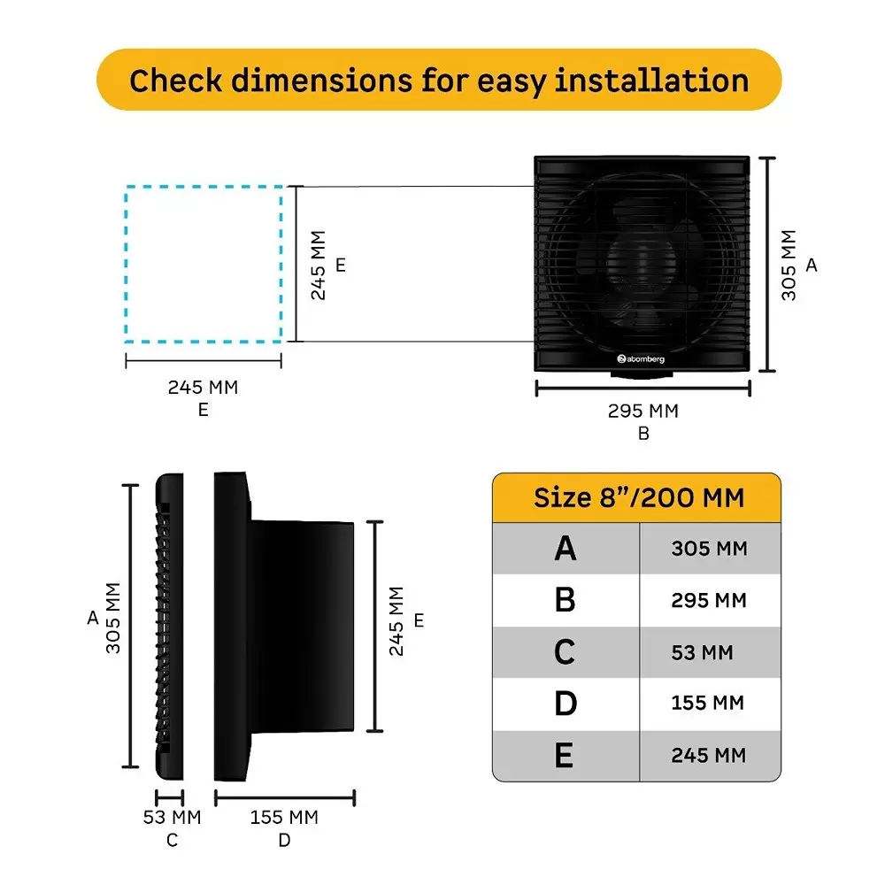 Atomberg Efficio Gloss Black 200 mm Exhaust Fan