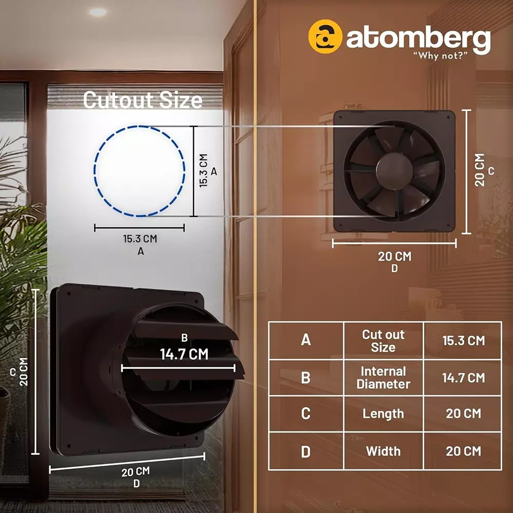 Atomberg Studio Dark Wood 150 mm Exhaust Fan