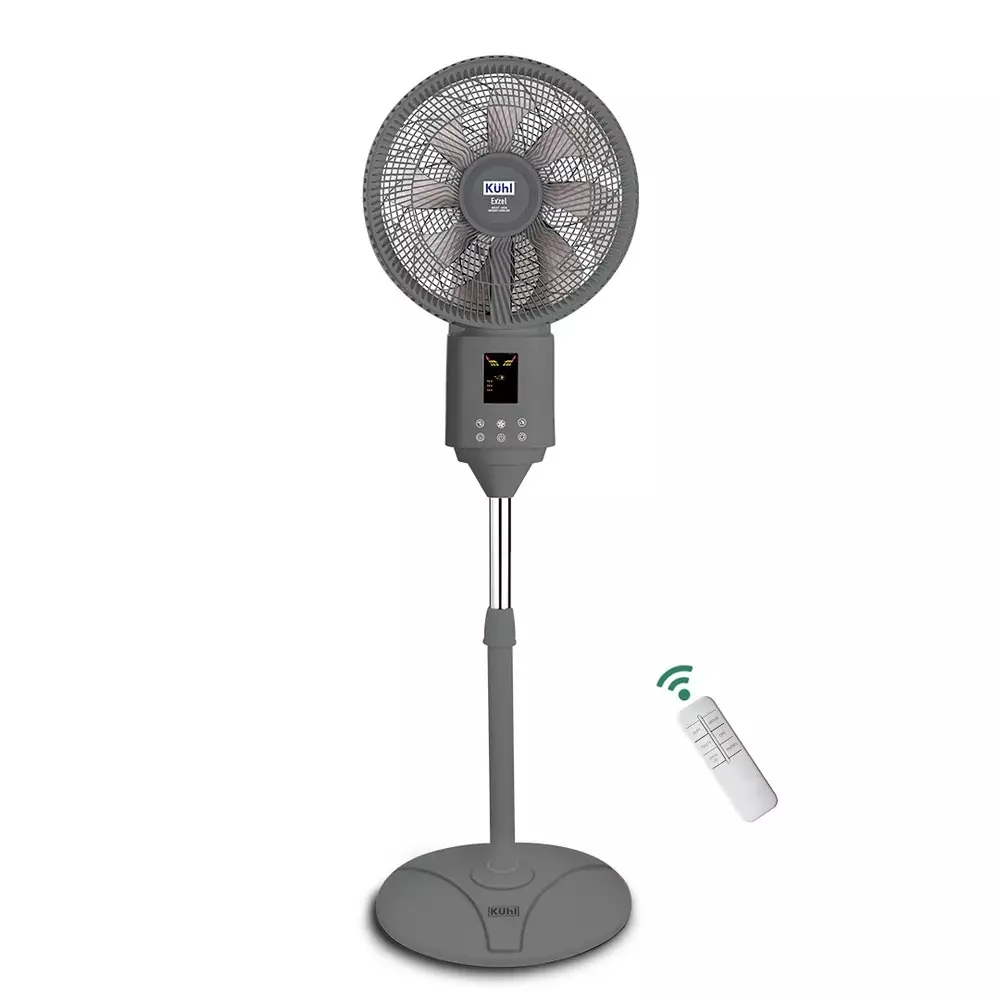 KUHL Exzel H1 Pedestal Fan with Mist & Humidifier, 400 mm Sweep Size and 1200 RPM Speed in Grey Color