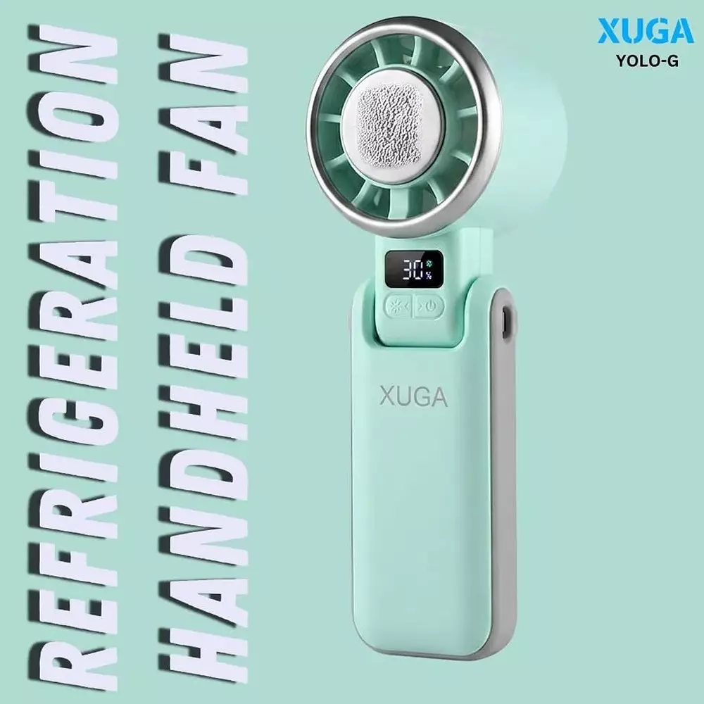 xuga-handheld-air-cooling-fan-4000-mah-battery-capacity-brushless-motor-105-w-power-mint-green-color-yolo-g