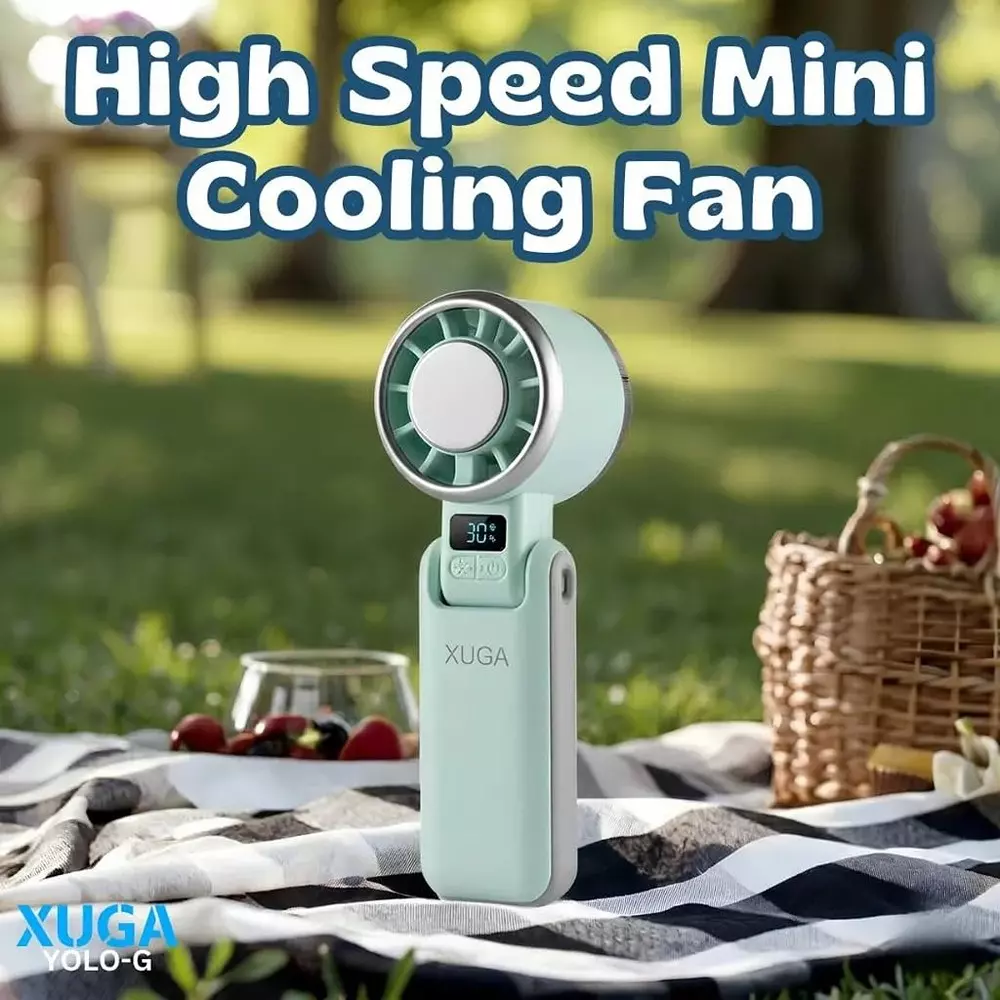 xuga-handheld-air-cooling-fan-4000-mah-battery-capacity-brushless-motor-105-w-power-mint-green-color-yolo-g