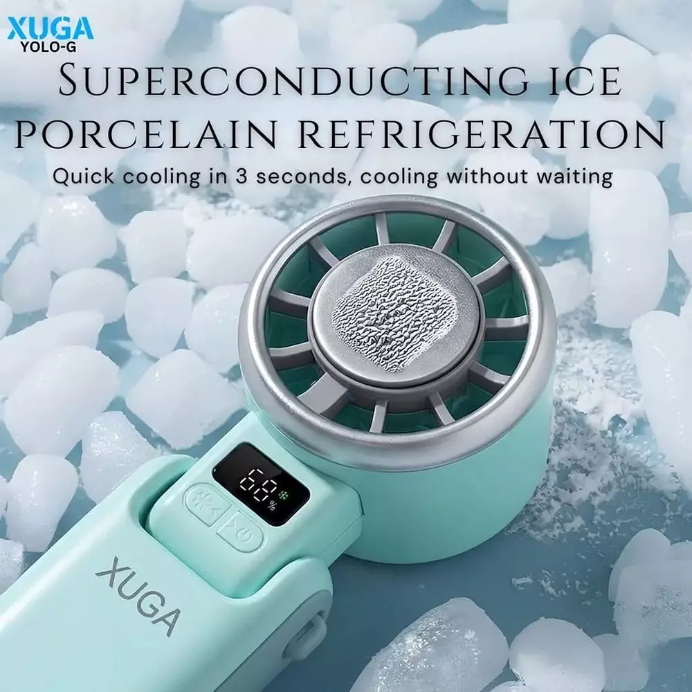 xuga-handheld-air-cooling-fan-4000-mah-battery-capacity-brushless-motor-105-w-power-mint-green-color-yolo-g