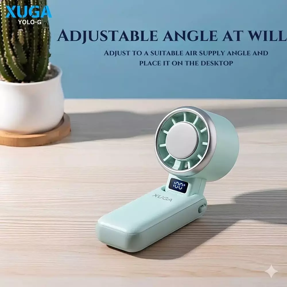 xuga-handheld-air-cooling-fan-4000-mah-battery-capacity-brushless-motor-105-w-power-mint-green-color-yolo-g