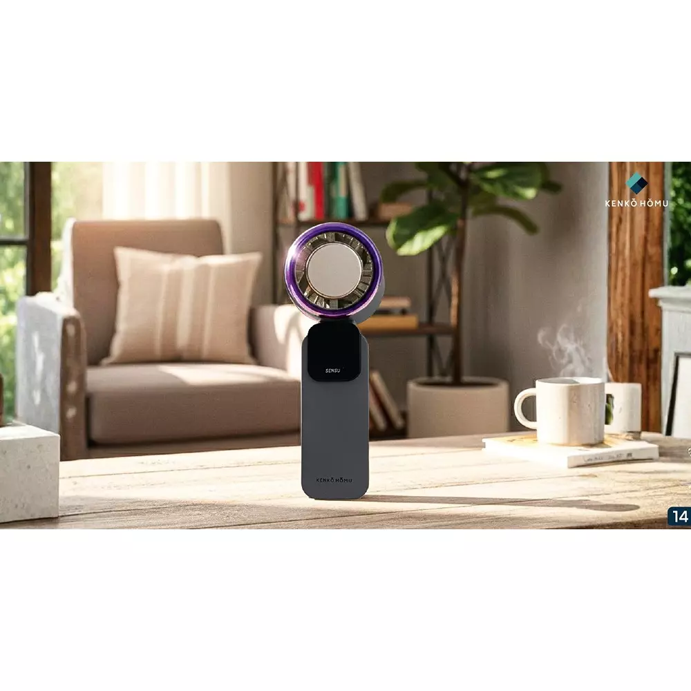 Kenko Homu SENSU Hand Fan 5 W Power Button Control 5000 mAh Battery Capacity Grey BLDC Motor, KH-03G