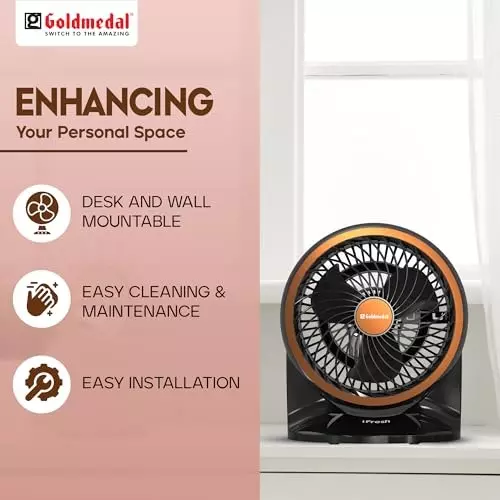 Goldmedal I-Fresh Personal Fan Black 230 mm, PCS650409DMNBK