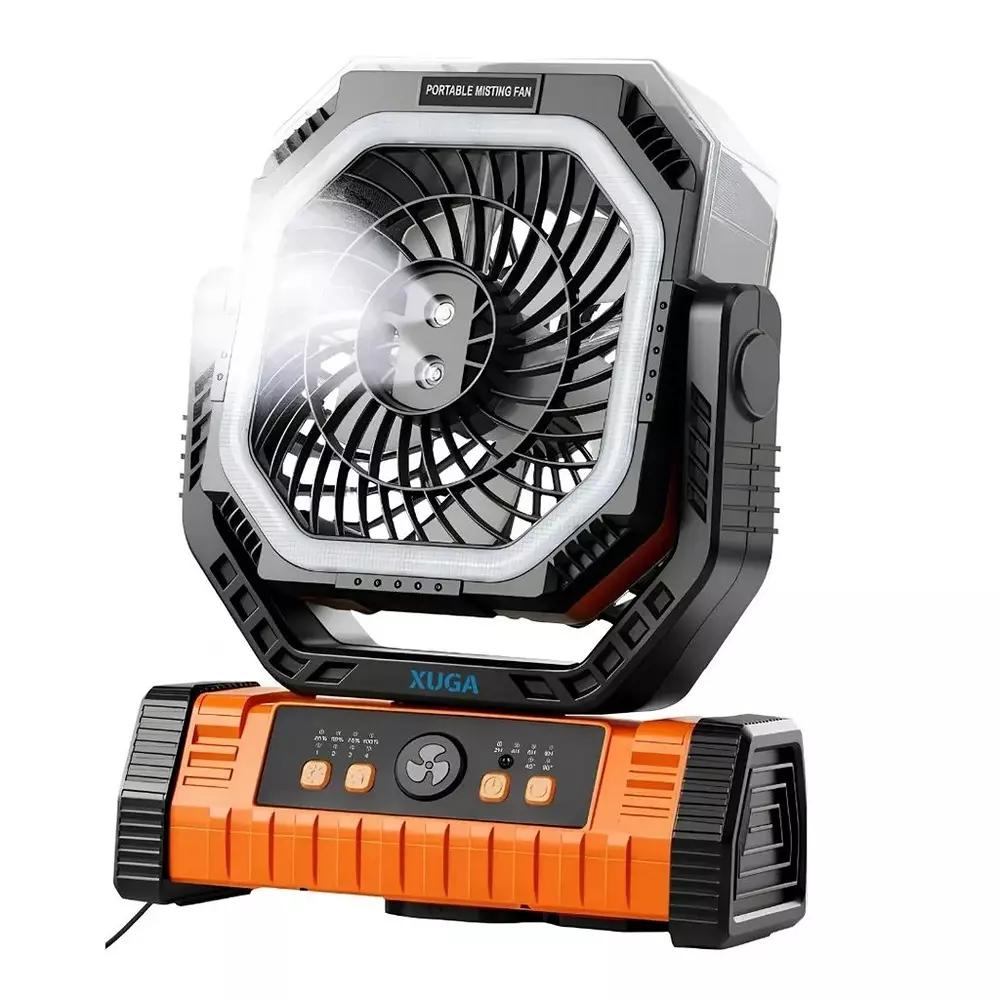 XUGA Portable Cooling Fan With LED Light 8000 mAh Battery Capacity Brushless Motor 10 W Power 5 V Battery Voltage, GRIT-G