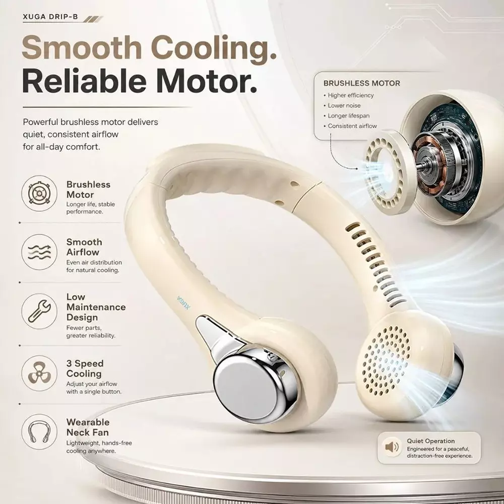xuga-portable-neck-fan-800-mah-battery-capacity-brushless-motor-5-v-battery-voltage-beige-color-drip-b