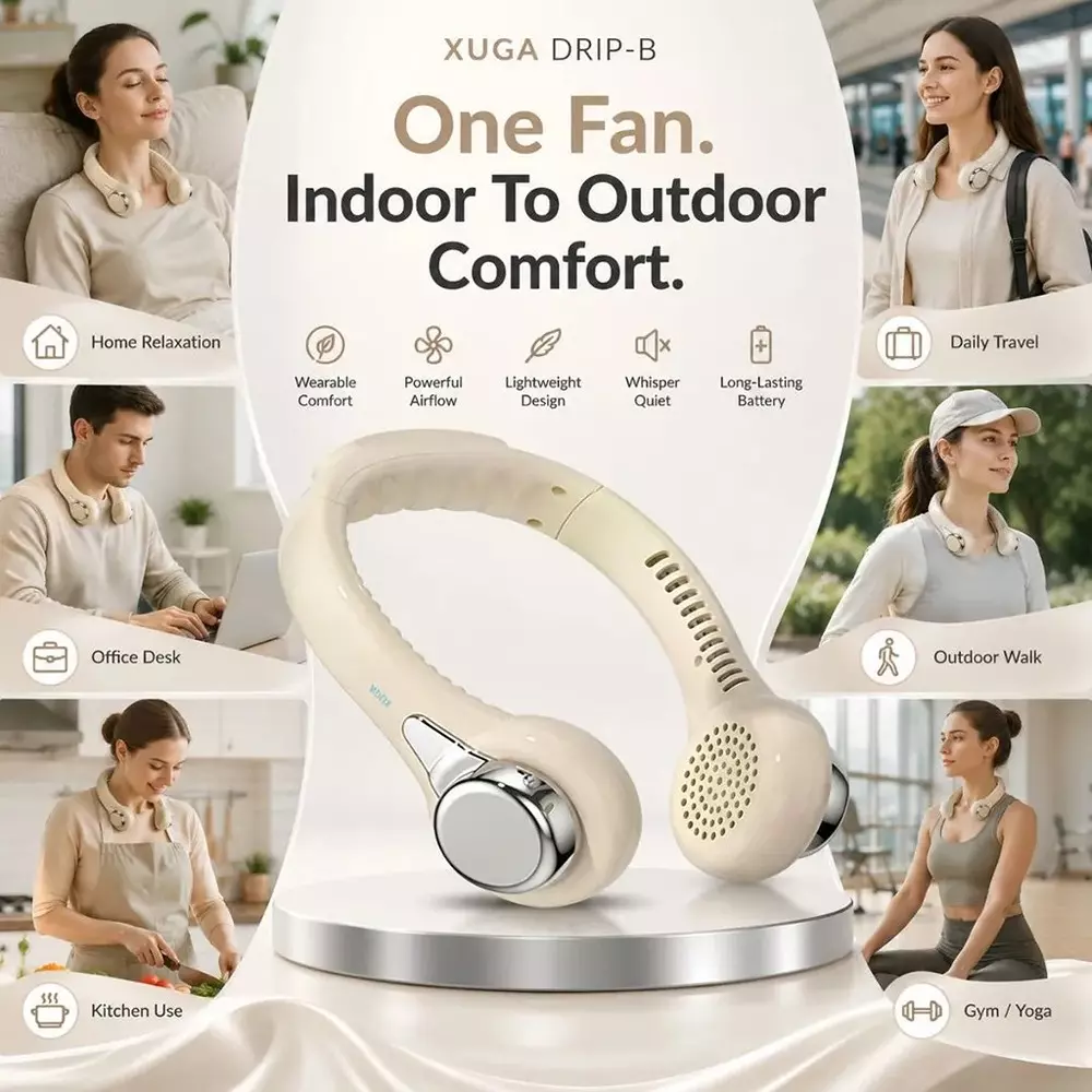 xuga-portable-neck-fan-800-mah-battery-capacity-brushless-motor-5-v-battery-voltage-beige-color-drip-b