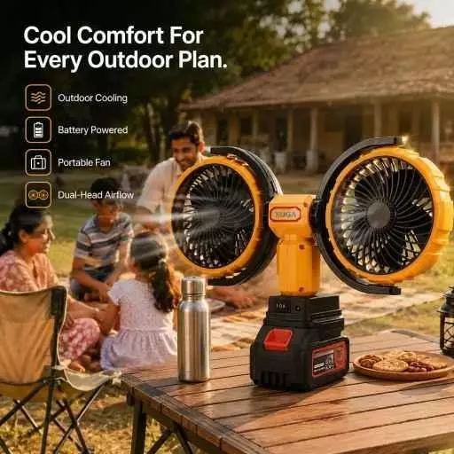 xuga-air-cooling-fan-with-power-bank-3000-mah-battery-capacity-brushless-motor-12-w-power-21-v-battery-voltage-grit
