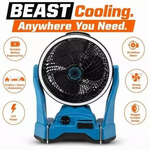 xuga-portable-air-cooling-fan-6-m3min-air-flow-2000-mah-battery-capacity-brushless-motor-10-w-power-21-v-battery-voltage-beast