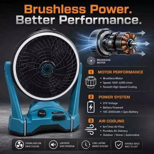 xuga-portable-air-cooling-fan-6-m3min-air-flow-2000-mah-battery-capacity-brushless-motor-10-w-power-21-v-battery-voltage-beast