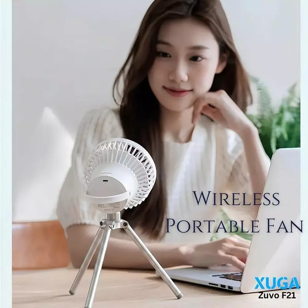 xuga-air-cooling-fan-2000-mah-battery-capacity-3-speed-black-white-color-zuvo-f21