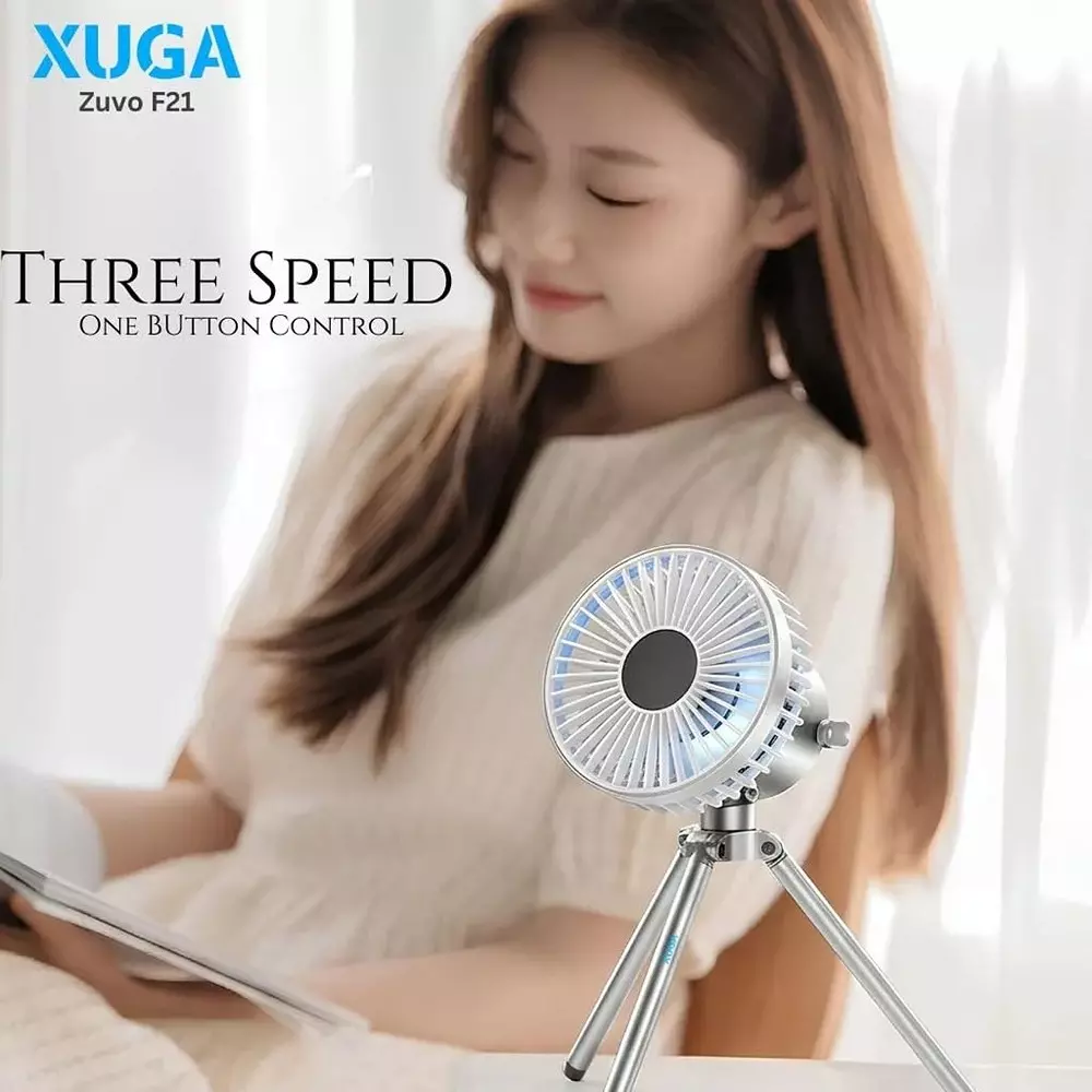 xuga-air-cooling-fan-2000-mah-battery-capacity-3-speed-black-white-color-zuvo-f21