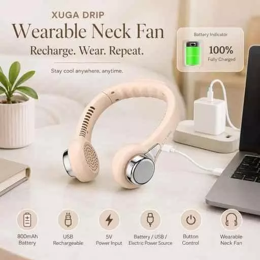 xuga-portable-neck-fan-800-mah-battery-capacity-brushless-motor-5-v-battery-voltage-pink-color-drip