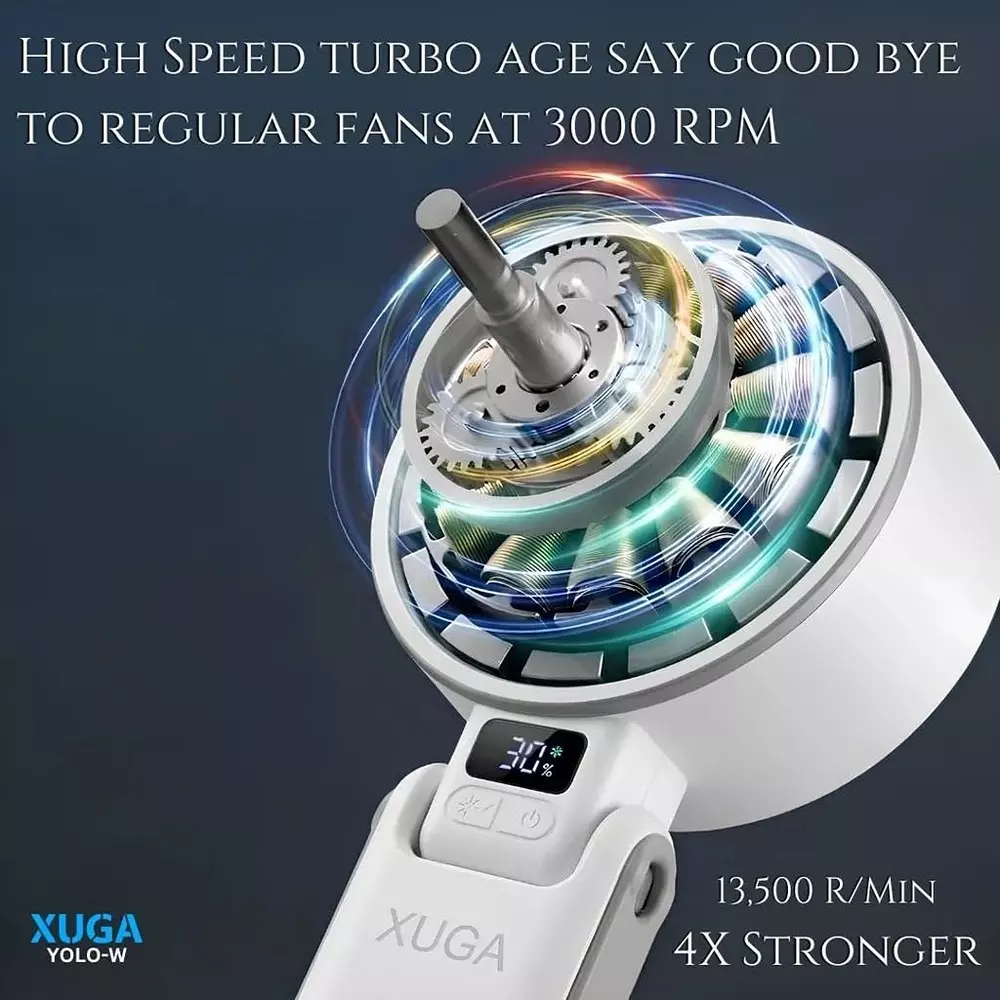 xuga-handheld-air-cooling-fan-4000-mah-battery-capacity-brushless-motor-105-w-power-5-speeds-yolo-w