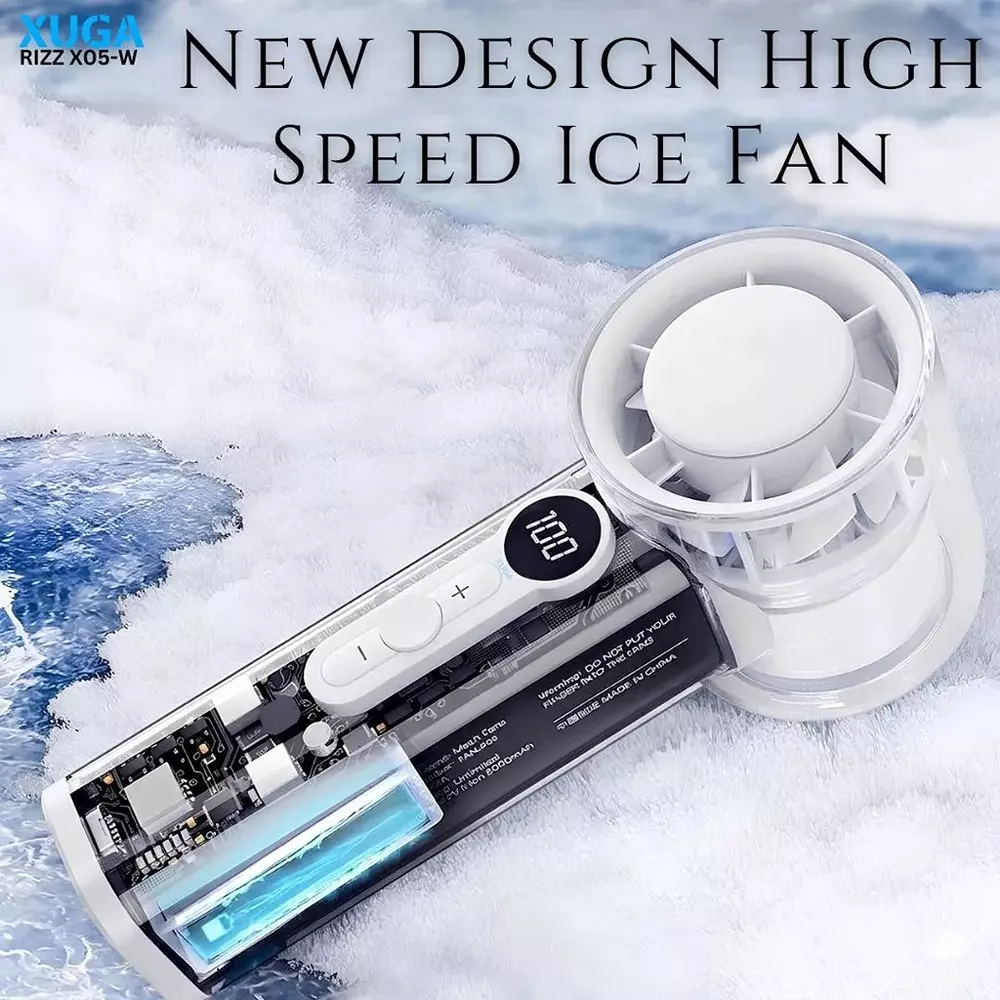 xuga-handheld-air-cooling-fan-6000-mah-battery-capacity-37-w-power-white-color-rizz-x05-w