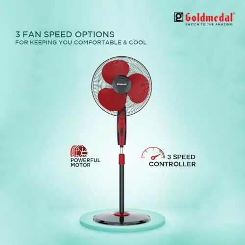 Goldmedal Dyno Pedestal Fan Red Black 400 mm, PFS400716DMRBA