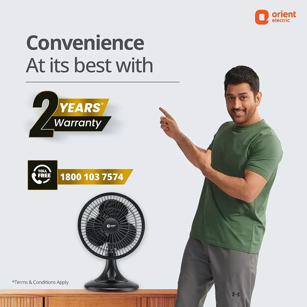 Orient Zippy Pro Table Fan Black 225 mm 50 W 3 Blades 2500 RPM