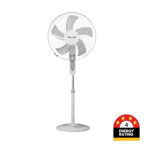 IBELL Pedestal Fan with Timer 1350 RPM 5 Blade 55 W Power 406 mm (16 inch) Sweep Size Button Control White Chrome 10
